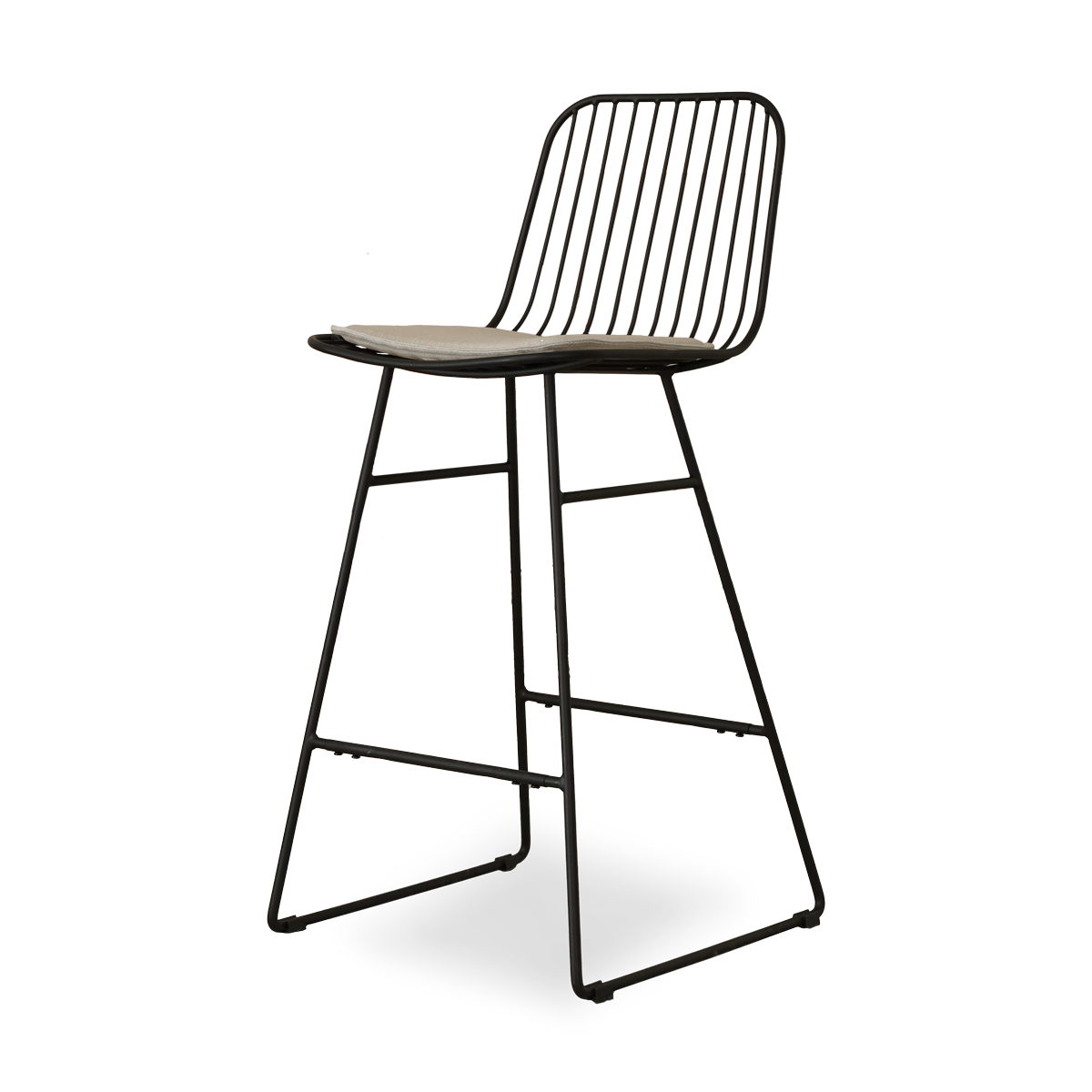 Pelle metalen barkruk zwart - met zitkussen - 65 cm