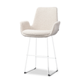 Nino-Eef barkruk bouclé beige - wit onderstel - 65 cm
