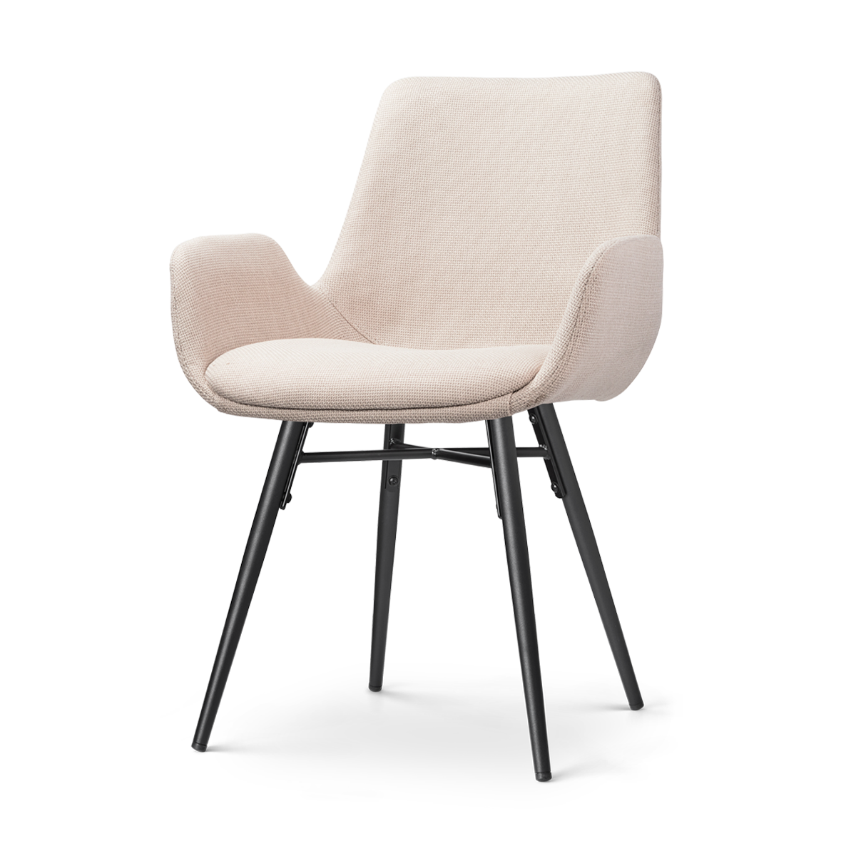 Nena-Eef eetkamerstoel beige - zwart houten onderstel