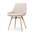 Nena-Isa eetkamerstoel beige - houten onderstel