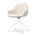 Nola-Mae draaibare eetkamerstoel bouclé beige - wit onderstel