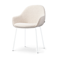 Nora-Mae eetkamerstoel bouclé beige - wit onderstel