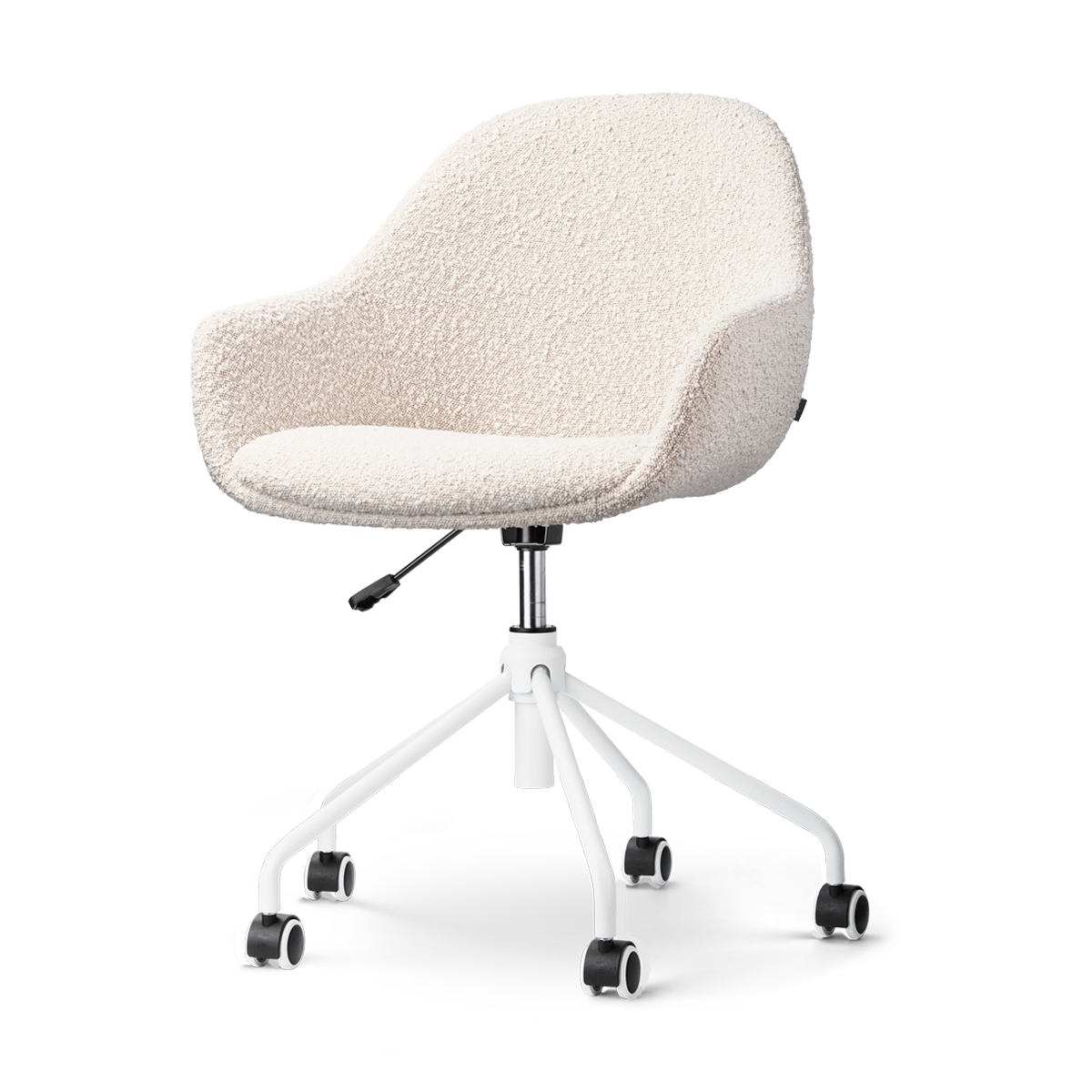 Nout-Mae bureaustoel bouclé beige - wit onderstel